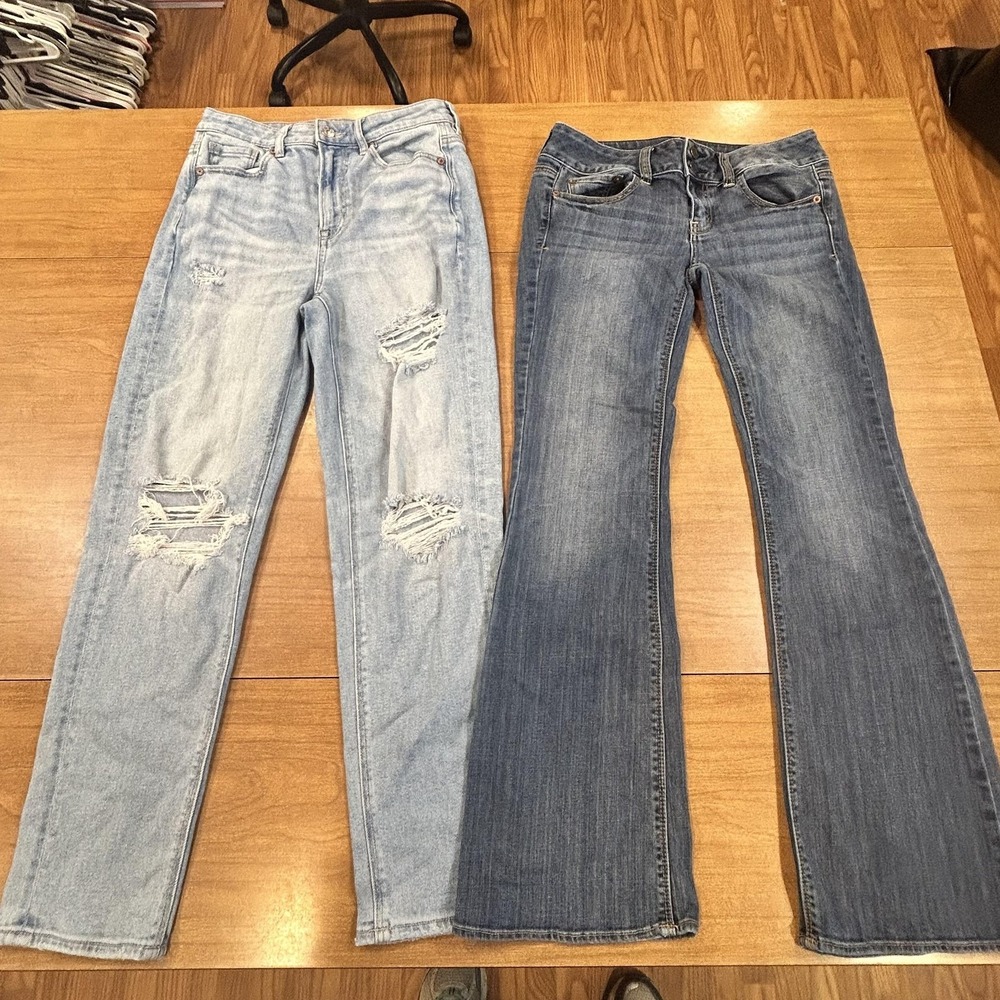 American Eagle Outfitters Jeans Womens 4 Lot 2 Blue Bootcut Distressed Stretch